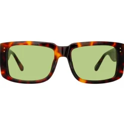 Linda Farrow - Morrison Rectangular Sunglasses in Tortoiseshell Green - LFL1027C8SUN - Linda Farrow Eyewear - Avvenice