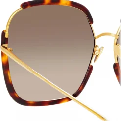 Linda Farrow - Natalia Oversized Sunglasses in Tortoiseshell - LFL1210C2SUN - Linda Farrow Eyewear - Avvenice