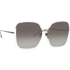 Linda Farrow - Natalia Oversized Sunglasses in White - LFL1210C4SUN - Linda Farrow Eyewear - Avvenice