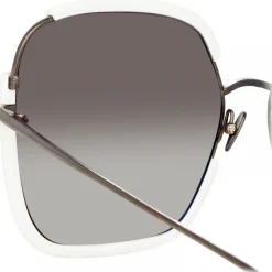 Linda Farrow - Natalia Oversized Sunglasses in White - LFL1210C4SUN - Linda Farrow Eyewear - Avvenice