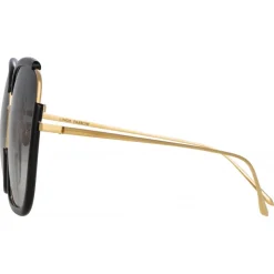 Linda Farrow - Natalia Oversized Sunglasses in Black - LFL1210C1SUN - Linda Farrow Eyewear - Avvenice