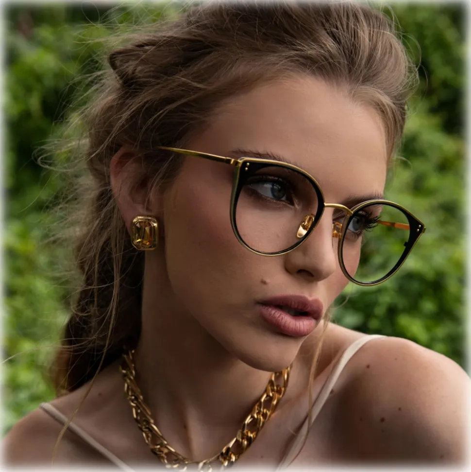 Linda Farrow - Neusa Oval Optical Glasses in Yellow Gold - LFL1420C1OPT - Linda Farrow Eyewear - Avvenice