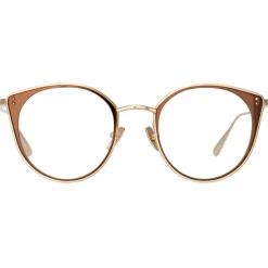 Linda Farrow - Neusa Oval Optical Glasses in Light Gold - LFL1420C3OPT - Linda Farrow Eyewear - Avvenice