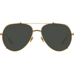 Linda Farrow - Newman Aviator Sunglasses in Yellow Gold - LFL1039C9SUN - Linda Farrow Eyewear - Avvenice