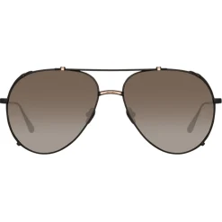 Linda Farrow - Newman Aviator Sunglasses in Black - LFL1039C8SUN - Linda Farrow Eyewear - Avvenice