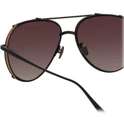 Linda Farrow - Newman Aviator Sunglasses in Black - LFL1039C8SUN - Linda Farrow Eyewear - Avvenice