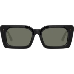 Linda Farrow - Nieve Rectangular Sunglasses in Black - LFL1297C1SUN - Linda Farrow Eyewear - Avvenice
