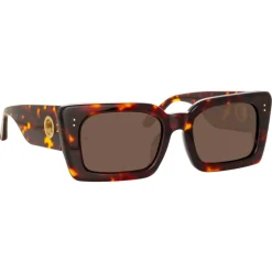 Linda Farrow - Nieve Rectangular Sunglasses in Tortoiseshell - LFL1297C2SUN - Linda Farrow Eyewear - Avvenice
