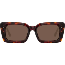Linda Farrow - Nieve Rectangular Sunglasses in Tortoiseshell - LFL1297C2SUN - Linda Farrow Eyewear - Avvenice