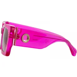 Linda Farrow - Nieve Rectangular Sunglasses in Fuchsia - LFL1297C4SUN - Linda Farrow Eyewear - Avvenice
