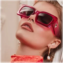 Linda Farrow - Nieve Rectangular Sunglasses in Fuchsia - LFL1297C4SUN - Linda Farrow Eyewear - Avvenice