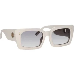 Linda Farrow - Nieve Rectangular Sunglasses in White - LFL1297C7SUN - Linda Farrow Eyewear - Avvenice