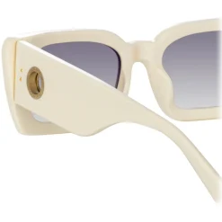 Linda Farrow - Nieve Rectangular Sunglasses in White - LFL1297C7SUN - Linda Farrow Eyewear - Avvenice
