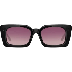 Linda Farrow - Nieve Rectangular Sunglasses in Black Wine - LFL1297C5SUN - Linda Farrow Eyewear - Avvenice