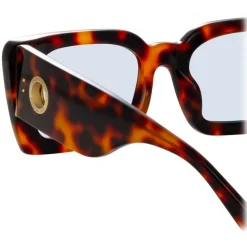 Linda Farrow - Nieve Rectangular Sunglasses in Tortoiseshell Blue - LFL1297C6SUN - Linda Farrow Eyewear - Avvenice