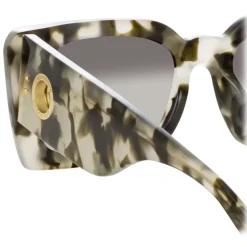 Linda Farrow - Nieve Rectangular Sunglasses in Black Grey Tortoiseshell - LFL1297C3SUN - Linda Farrow Eyewear - Avvenice