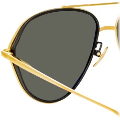 Linda Farrow - Noa Aviator Sunglasses in Yellow Gold - LFL1319C1SUN - Linda Farrow Eyewear - Avvenice