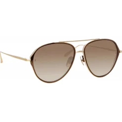Linda Farrow - Noa Aviator Sunglasses in Light Gold - LFL1319C2SUN - Linda Farrow Eyewear - Avvenice
