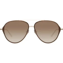 Linda Farrow - Noa Aviator Sunglasses in Light Gold - LFL1319C2SUN - Linda Farrow Eyewear - Avvenice