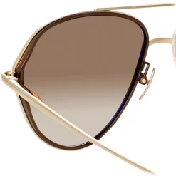 Linda Farrow - Noa Aviator Sunglasses in Light Gold - LFL1319C2SUN - Linda Farrow Eyewear - Avvenice