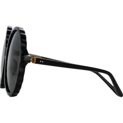 Linda Farrow - Nova Round Sunglasses in Black - LFL1354C1SUN - Linda Farrow Eyewear - Avvenice