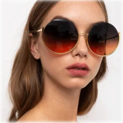 Linda Farrow - Olivia Round Sunglasses in Yellow Gold - LFL1006C1SUN - Linda Farrow Eyewear - Avvenice