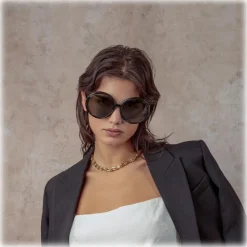 Linda Farrow - Otavia Oversized Sunglasses in Black - LFL1356C1SUN - Linda Farrow Eyewear - Avvenice