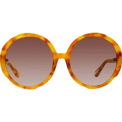 Linda Farrow - Otavia Oversized Sunglasses in Saffron Tortoiseshell - LFL1356C2SUN - Linda Farrow Eyewear - Avvenice
