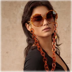 Linda Farrow - Otavia Oversized Sunglasses in Saffron Tortoiseshell - LFL1356C2SUN - Linda Farrow Eyewear - Avvenice