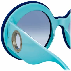 Linda Farrow - Paco Rabanne Donyale Oversized Sunglasses in Blue - LFL1120C6SUN - Linda Farrow Eyewear - Avvenice