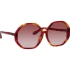 Linda Farrow - Paloma Hexagon Sunglasses in Amber - LFL1415C2SUN - Linda Farrow Eyewear - Avvenice