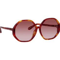 Linda Farrow - Paloma Hexagon Sunglasses in Amber - LFL1415C2SUN - Linda Farrow Eyewear - Avvenice