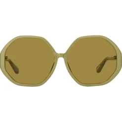 Linda Farrow - Paloma Hexagon Sunglasses in Sage - LFL1415C7SUN - Linda Farrow Eyewear - Avvenice