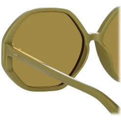 Linda Farrow - Paloma Hexagon Sunglasses in Sage - LFL1415C7SUN - Linda Farrow Eyewear - Avvenice