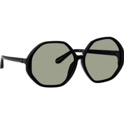 Linda Farrow - Paloma Hexagon Sunglasses in Black - LFL1415C1SUN - Linda Farrow Eyewear - Avvenice