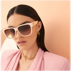 Linda Farrow - Perry D-Frame Sunglasses in White - LFL1429C3SUN - Linda Farrow Eyewear - Avvenice