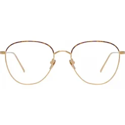 Linda Farrow - Raif Square Optical Glasses in Light Gold Tortoiseshell - LFL819C26OPT - Linda Farrow Eyewear - Avvenice