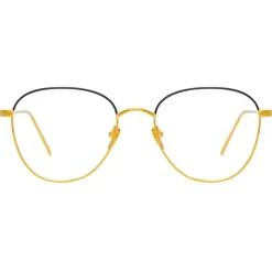 Linda Farrow - Raif Square Optical Glasses in Yellow Gold Black - LFL819C24OPT - Linda Farrow Eyewear - Avvenice