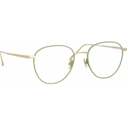 Linda Farrow - Raif Square Optical Glasses in Light Gold Khaki - LFL819C31OPT - Linda Farrow Eyewear - Avvenice