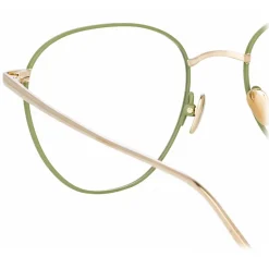 Linda Farrow - Raif Square Optical Glasses in Light Gold Khaki - LFL819C31OPT - Linda Farrow Eyewear - Avvenice