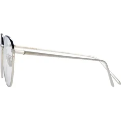 Linda Farrow - Raif Square Optical Glasses in White Gold Black - LFLC819C25OPT - Linda Farrow Eyewear - Avvenice