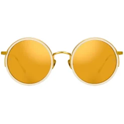 Linda Farrow - Ralph & Russo Watson Round Sunglasses in Cream - LFL1119C6SUN - Linda Farrow Eyewear - Avvenice