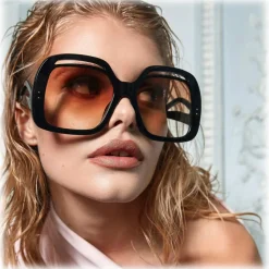 Linda Farrow - Renata Oversized Sunglasses in Black Camel - LFL1126C5SUN - Linda Farrow Eyewear - Avvenice