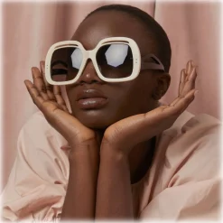 Linda Farrow - Renata Oversized Sunglasses in Cream - LFL1126C3SUN - Linda Farrow Eyewear - Avvenice