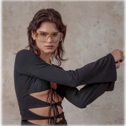 Linda Farrow - Renee Oversized Optical Frame in Saffron - LFL1293C2OPT - Linda Farrow Eyewear - Avvenice