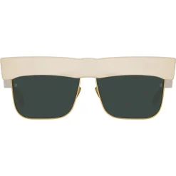 Linda Farrow - Rosalie Oversized Sunglasses in Cream - LFL1284C3SUN - Linda Farrow Eyewear - Avvenice
