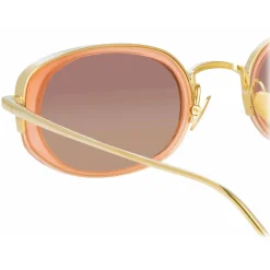 Linda Farrow - Rosie Oval Sunglasses in Nectarine - LFL1142C3SUN - Linda Farrow Eyewear - Avvenice