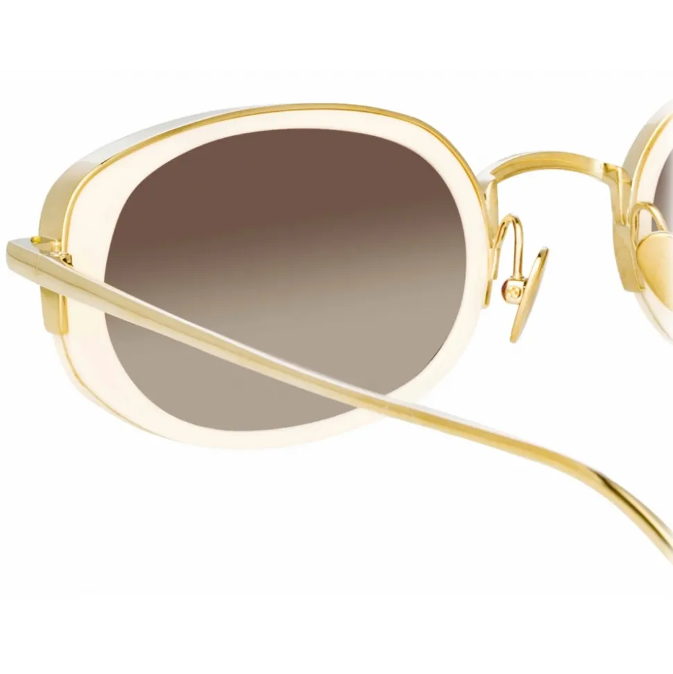 Linda Farrow - Rosie Oval Sunglasses in Cream - LFL1142C4SUN - Linda Farrow Eyewear - Avvenice