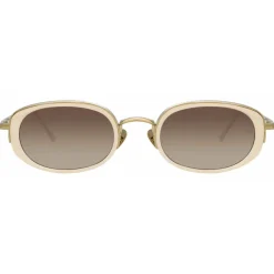 Linda Farrow - Rosie Oval Sunglasses in Cream - LFL1142C4SUN - Linda Farrow Eyewear - Avvenice