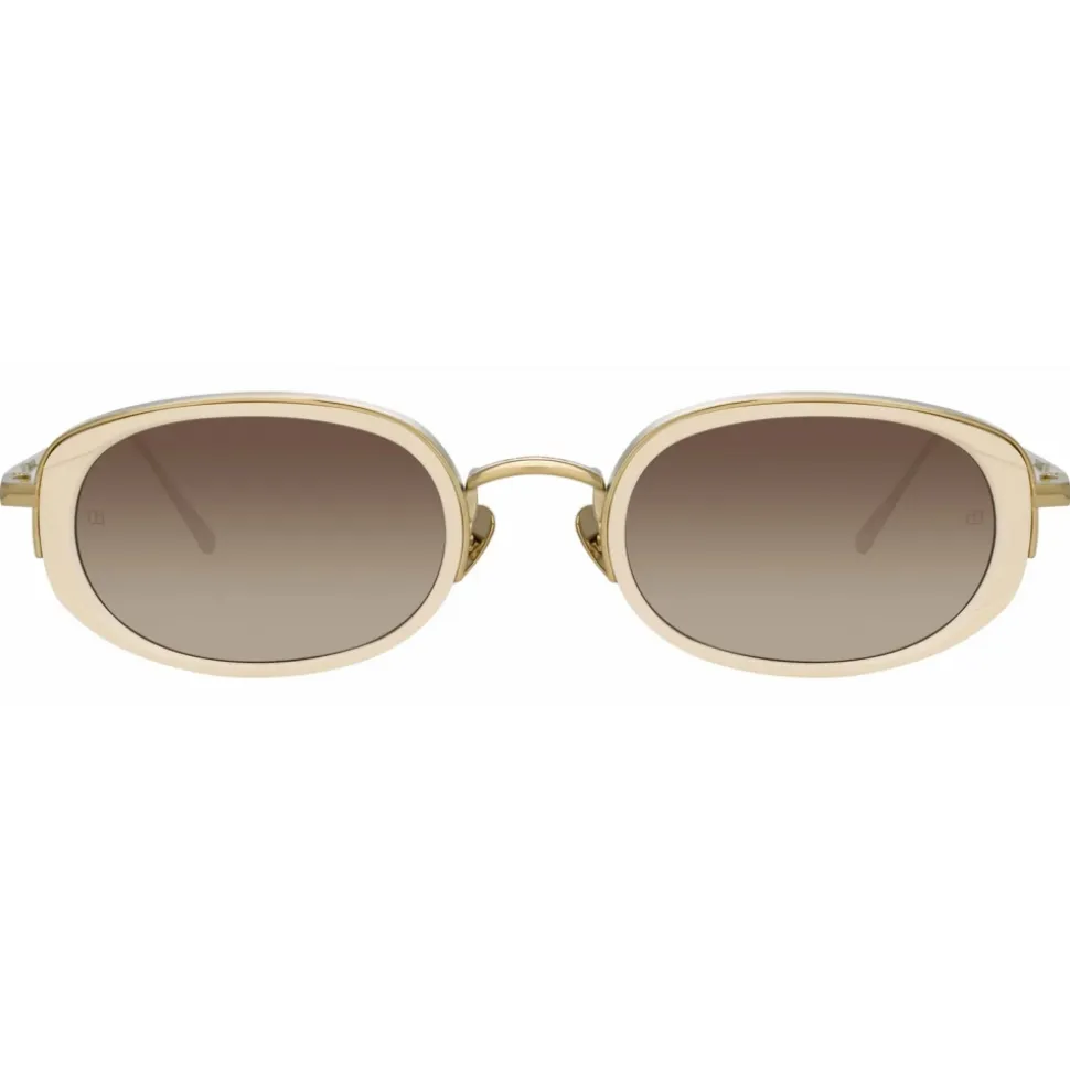 Linda Farrow - Rosie Oval Sunglasses in Cream - LFL1142C4SUN - Linda Farrow Eyewear - Avvenice